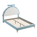 Full Size Upholstered Platform Bed With Alarm Clock Shaped Headboard, Blue Box Spring Not Required Full Blue Wood Bedroom Bed Frame Velvet Upholstered
