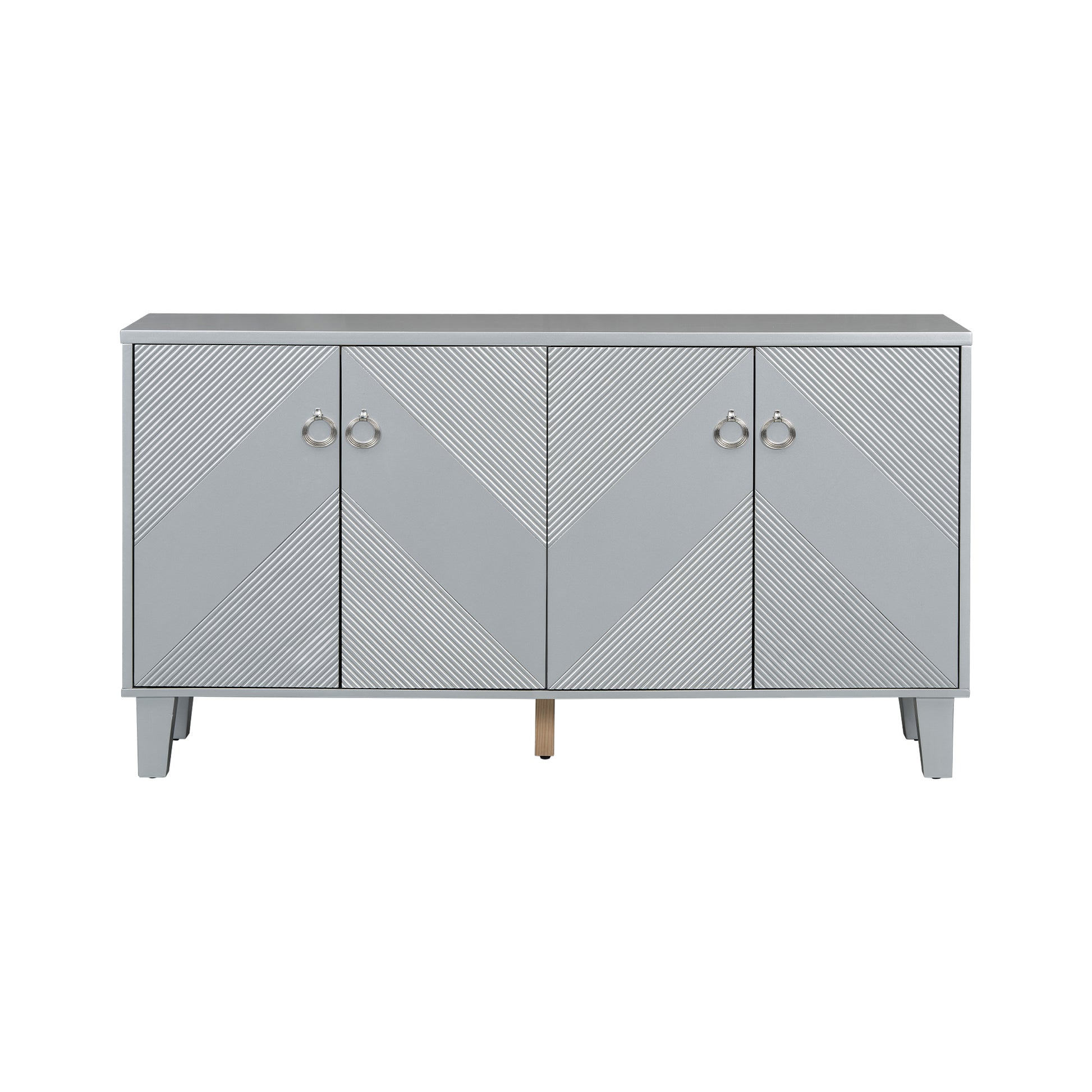 Light Luxury Cabinet Adorned With Geometric Patterns, Suitable For Hallway, Entryway, Living Room 3 4 Spaces Silver Primary Living Space Adjustable Shelves Mdf