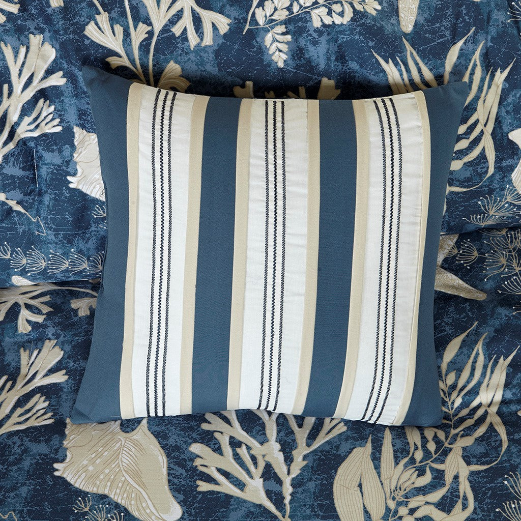 7 Piece Cotton Sateen Comforter Set Blue Queen Queen Blue Polyester