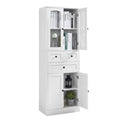 Tall Bathroom Storage Cabinet, Cabinet With Four Doors And Drawers, Adjustable Shelf, Mdf Board, White White Mdf