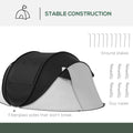 Outsunny Pop Up Tent, Instant Camping Tent With Porch And Carry Bag, 3000Mm Waterproof, For 2 3 People, Black, Poles Included Black Polyester