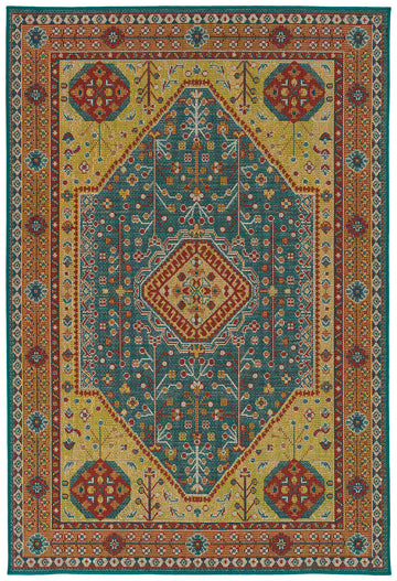 Traditional, Transitional, Oriental, Medallion, Border, Cut Pile 3'6" X 5'6" Rectangle Area Rug Multi Polypropylene