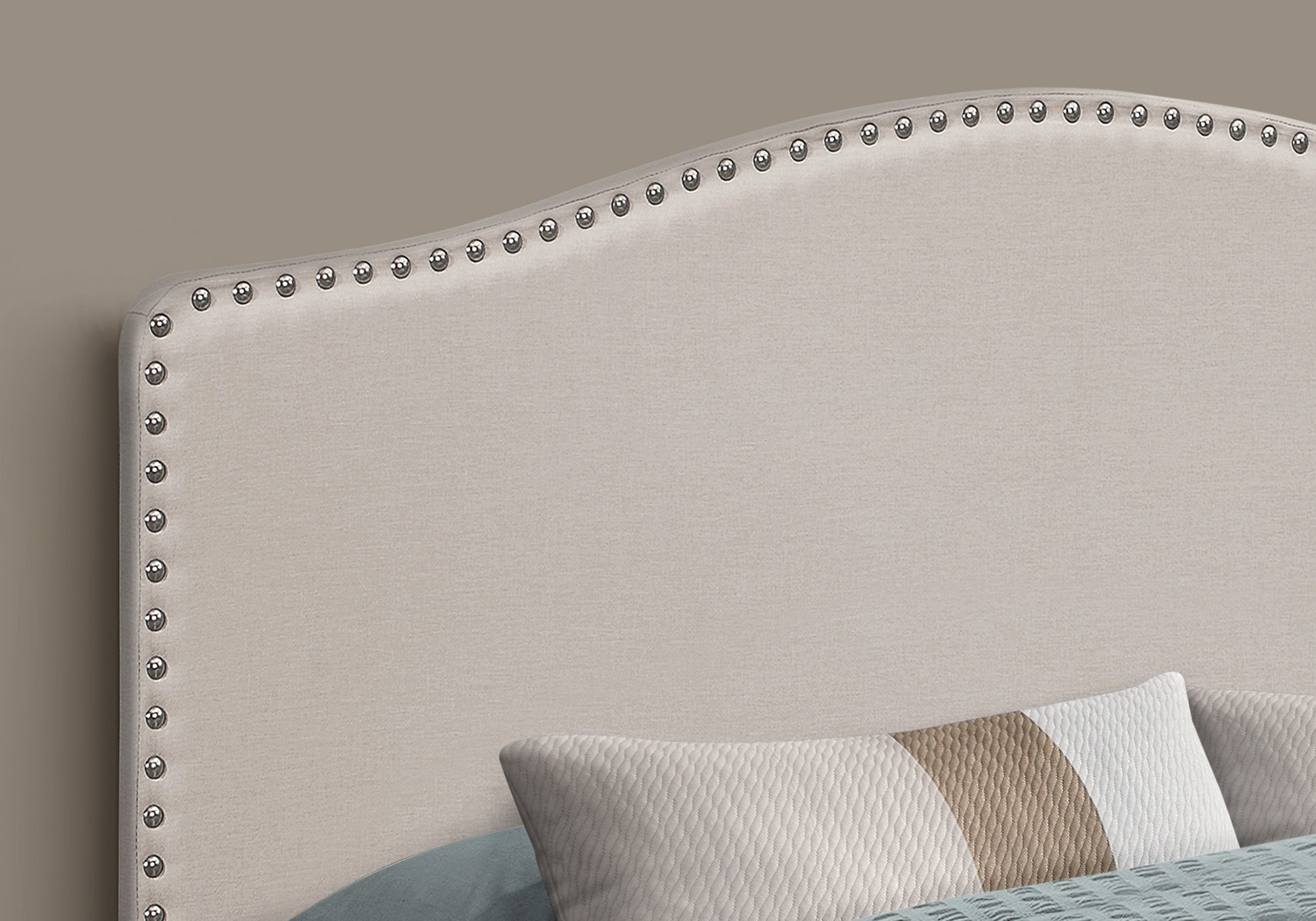 Bed, Headboard Only, Queen Size, Bedroom, Upholstered, Beige Linen Look, Transitional Beige Foam Solid Wood Mdf