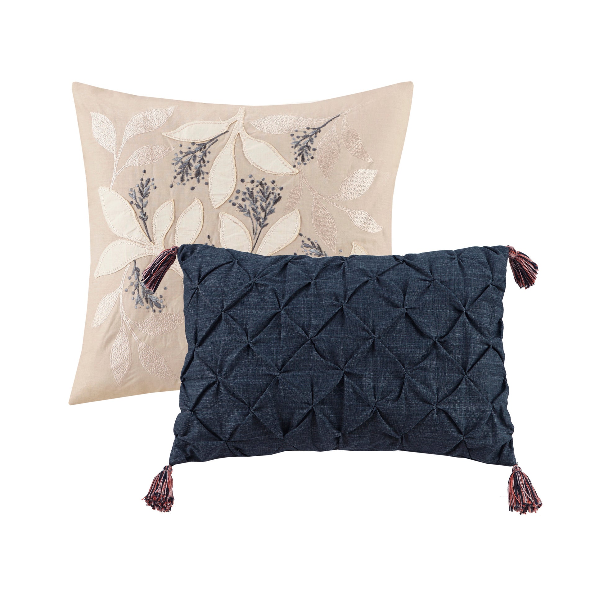 8 Piece Cotton Comforter Set Navy Queen Queen Navy Polyester