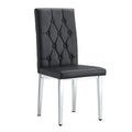 2 Piece Set Of Black Armless Dining Chairs Brings A Touch Of Elegance And Mystery To The Dining Area With Its Deep Black Tone,The Grid And Buckle Design Of The Back Add A Vintage Yet Fashionable Touch Black Set Of 2 Pu