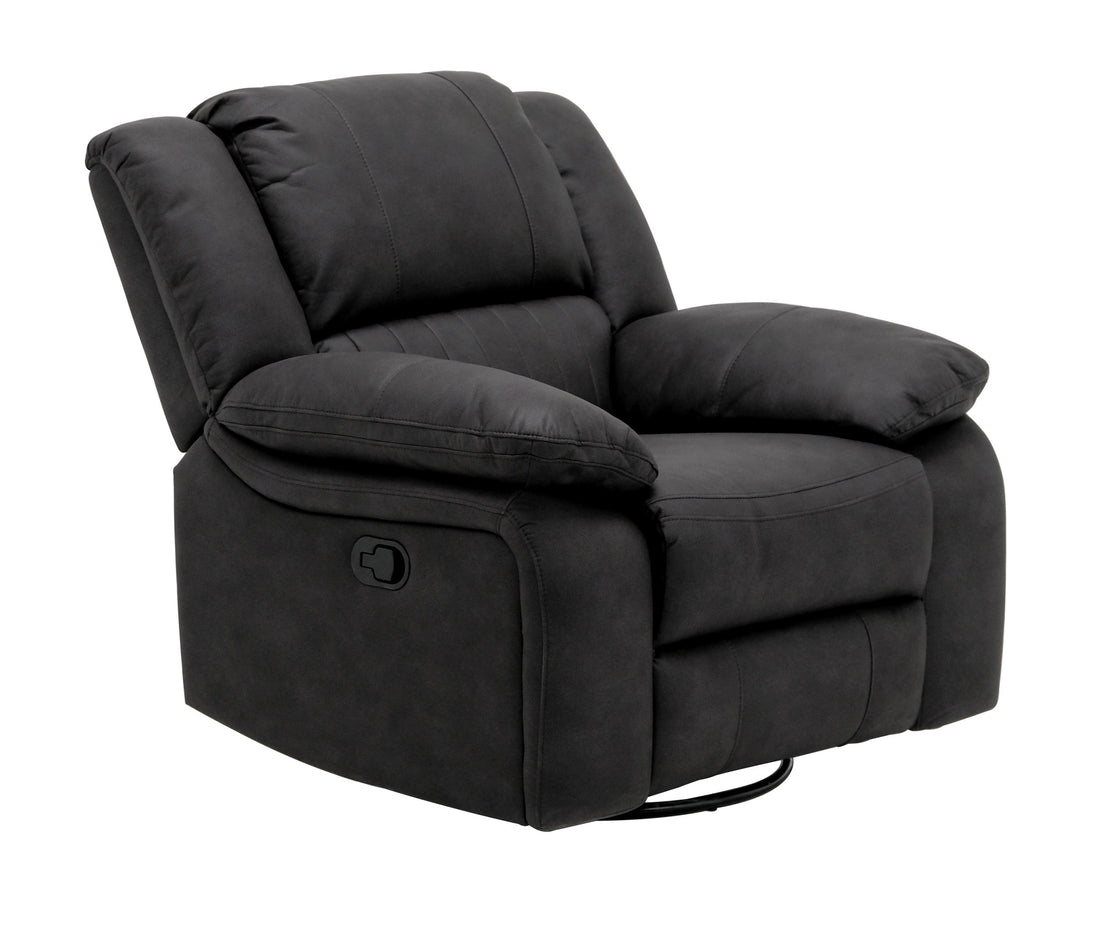 Marshall Black Swivel Gliding Recliner Black Foam Solid Wood