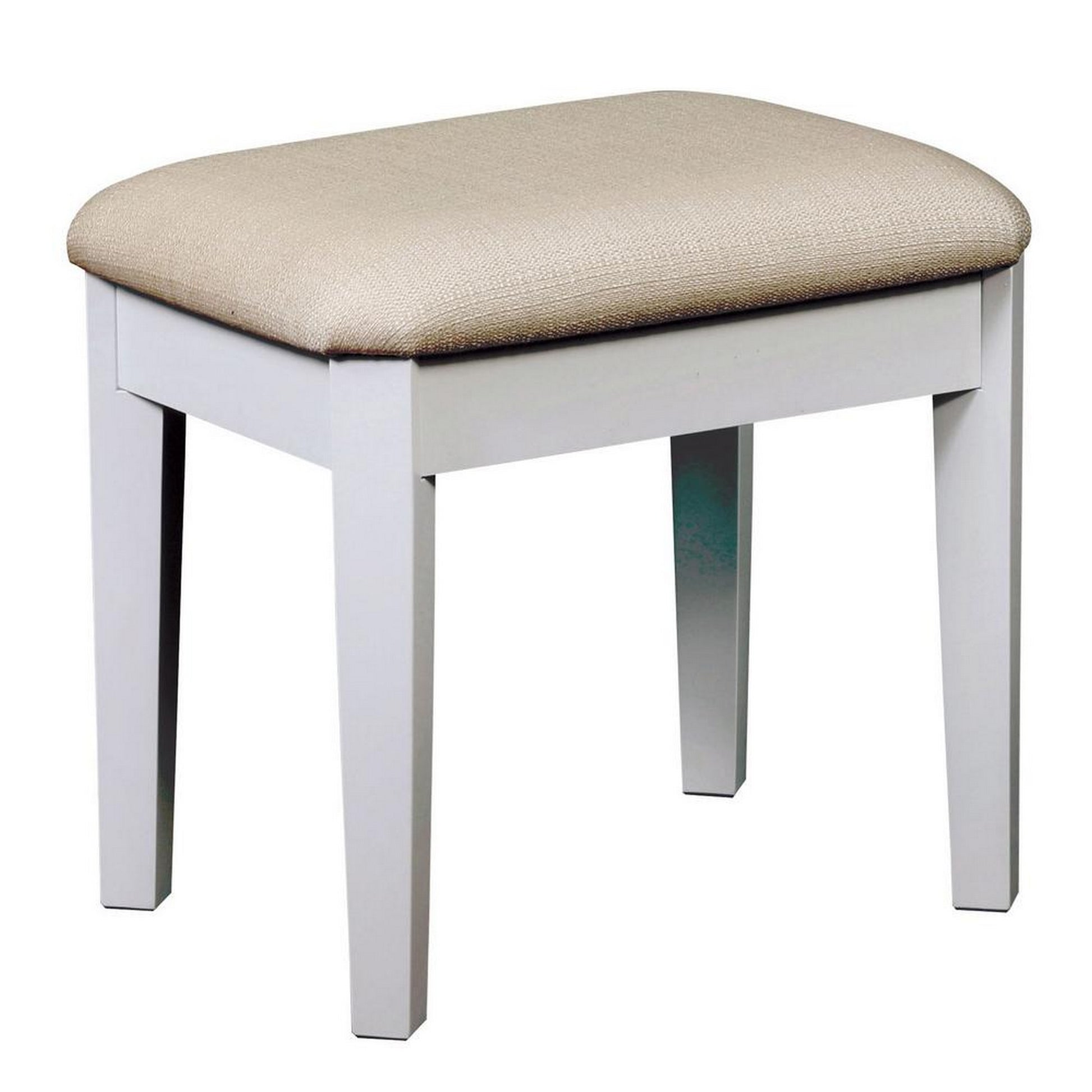 Clarisse Contemporary Vanity With Stool, White White Wood