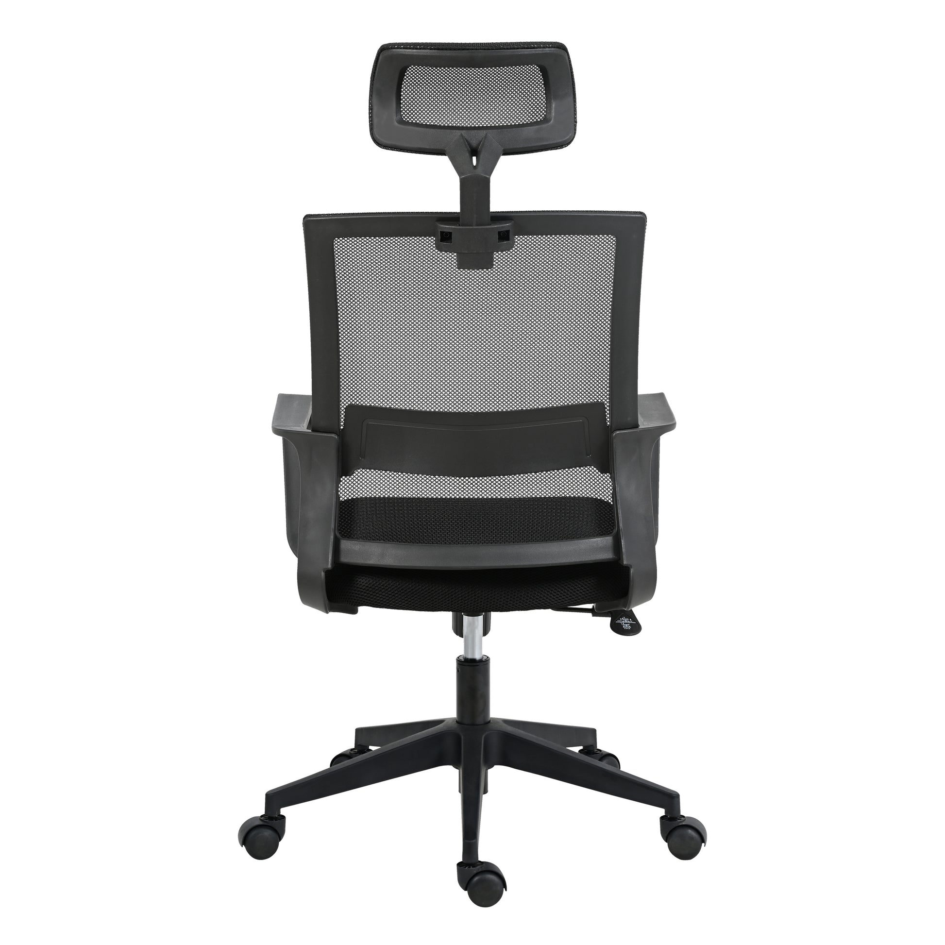Techni Mobili Ergonomic Office Chair With Lumbar Support And Adjustable Headrest Black Office Spot Clean Modern Office Chairs Adjustable Height Fabric Plastic