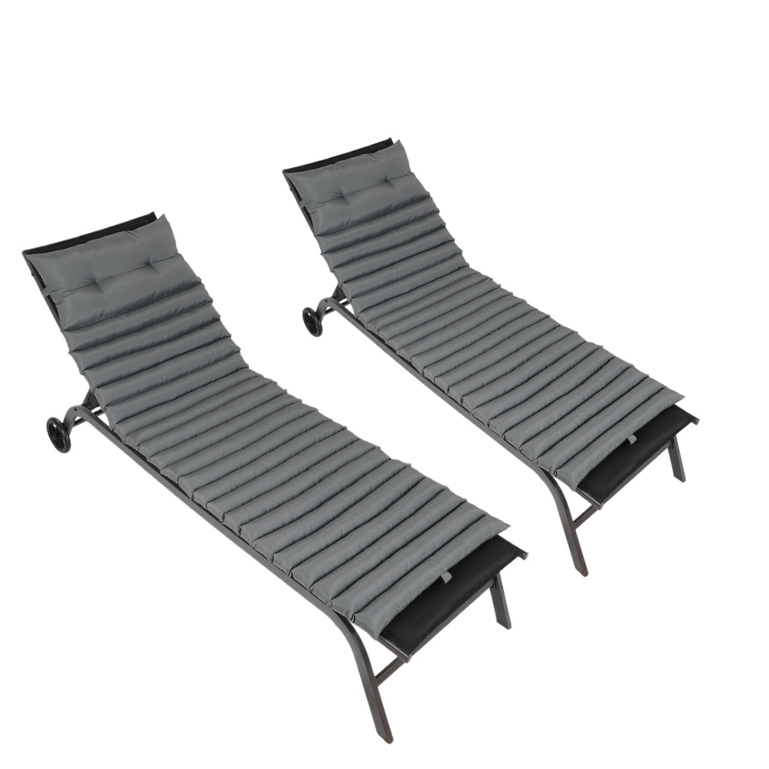 2Pcs Set Outdoor Lounge Chair Cushion Replacement Patio Funiture Seat Cushion Chaise Lounge Cushion Grey No Lounge Grey 2 Person Seating Group Polyester
