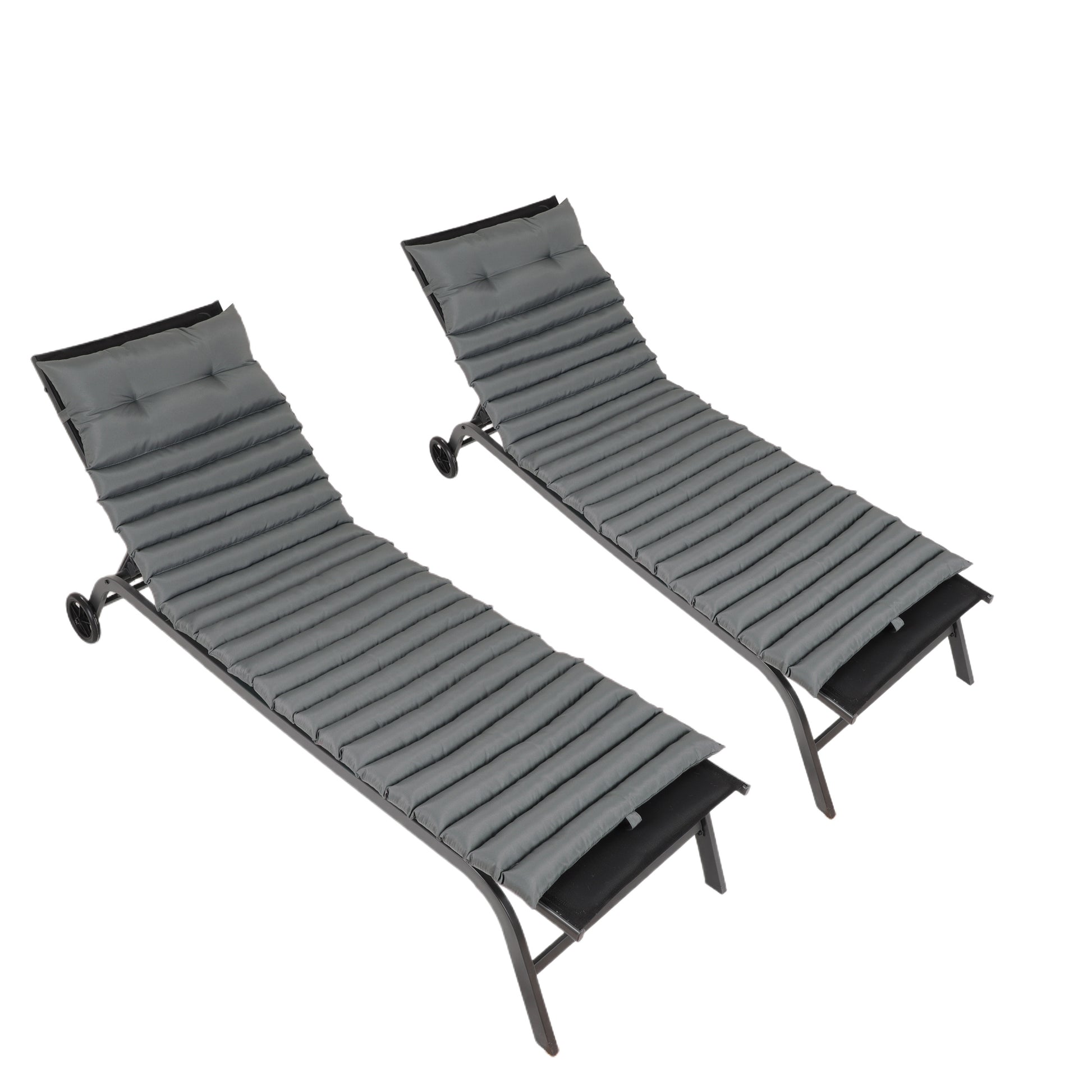 2Pcs Set Outdoor Lounge Chair Cushion Replacement Patio Funiture Seat Cushion Chaise Lounge Cushion Grey No Lounge Grey 2 Person Seating Group Polyester