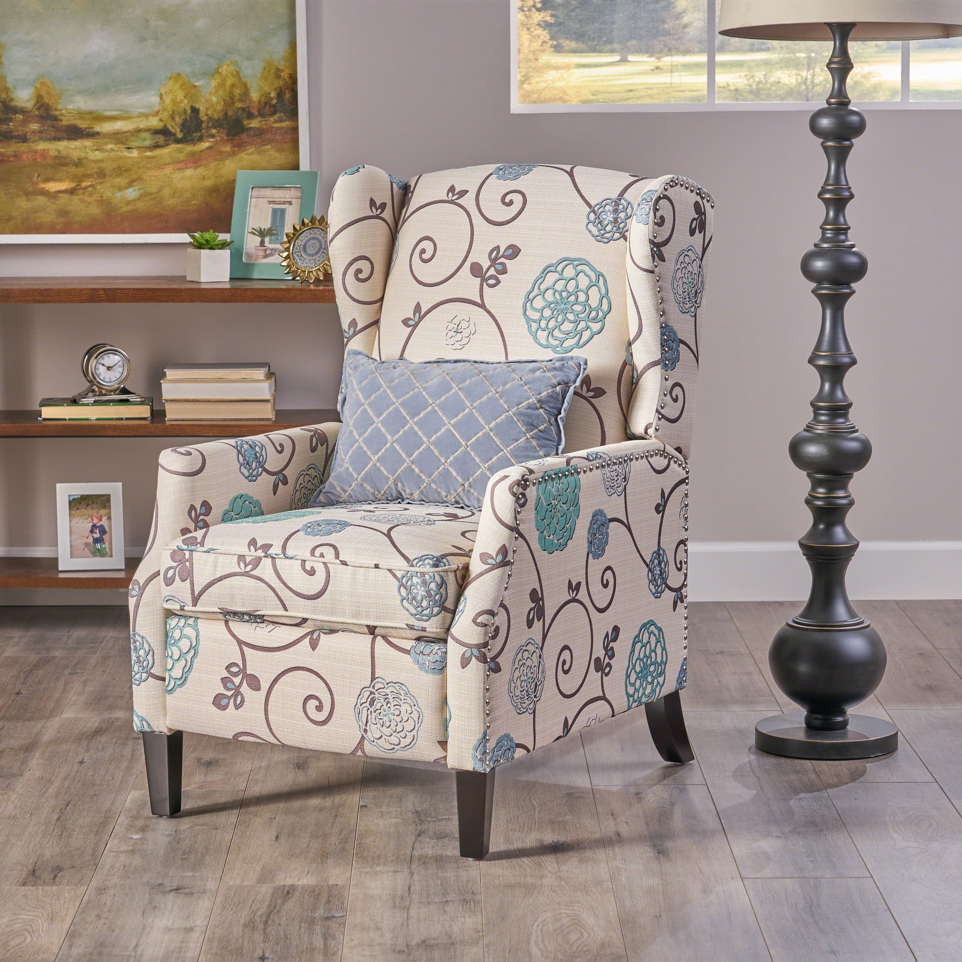 Recliner White Multi Fabric