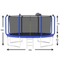 14Ft Trampoline With Basketball Hoop, Astm Approved Reinforced Type Outdoor Trampoline With Enclosure Net Blue Steel