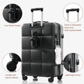 Luggage Sets 3 Piece, 20 Inch With Usb Port And Front Opening Design, Abs Hard Shell Luggage With Spinner Wheels, Cup Holder, Black And Brown Black Brown Abs