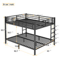 Metal Queen Over Queen Bunk Bed For Teens And Adults,Space Saving Noise Reduced No Box Spring Needed, Black Box Spring Not Required Queen Black Metal
