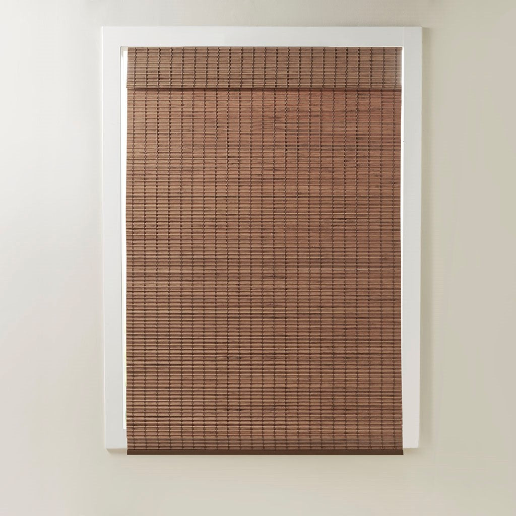 Bamboo Light Filtering Roman Shade 64"L Teak Bamboo