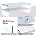 Double Rectangular Coffee Table. The Board Surface Is Mdf, With White Stickers, And Both Sides Are Transparent Tempered Glass. Suitable For Living Room, Bedroom And Other Occasions. White Mdf Glass