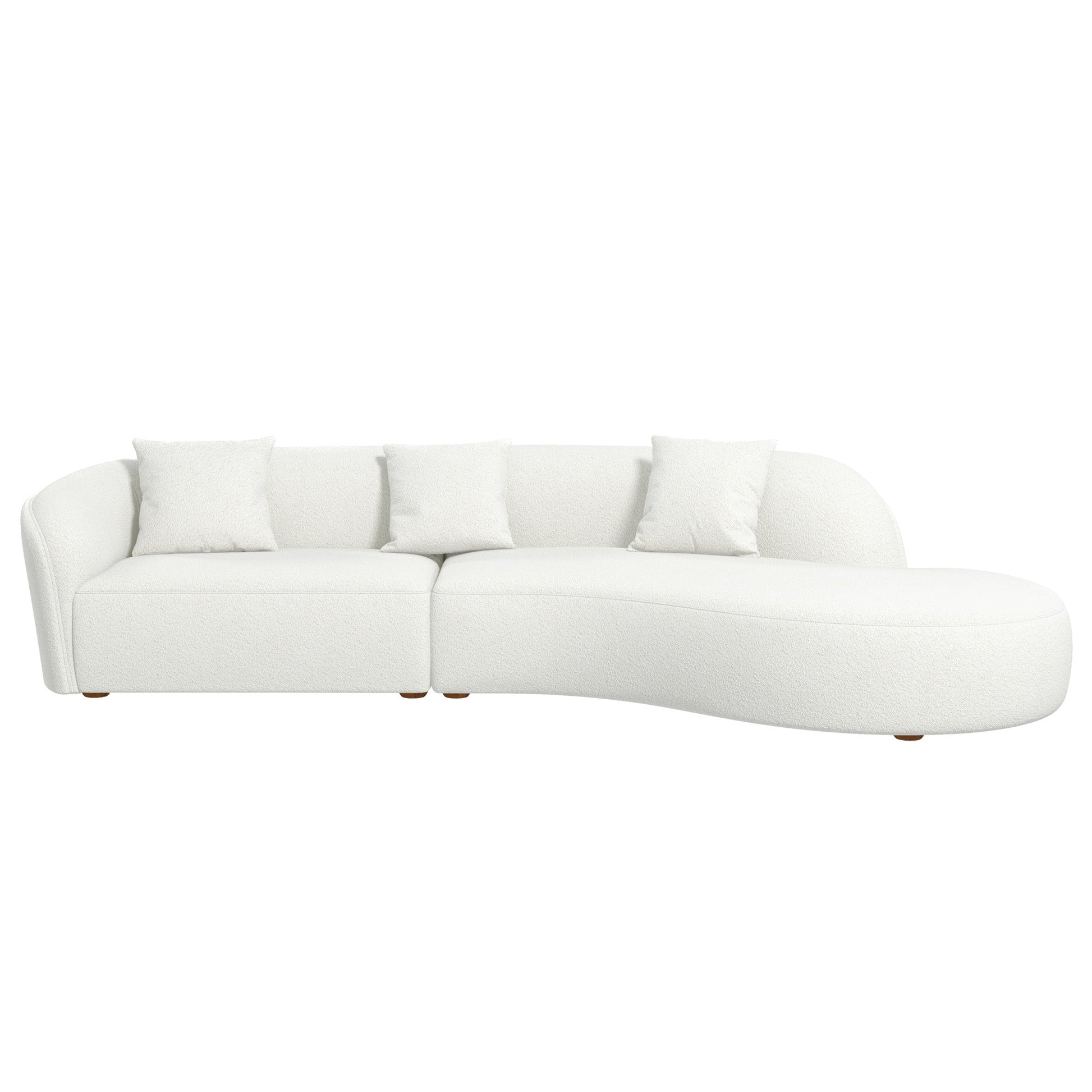 Elijah Japandi Style Curvy Sectional Sofa 133" Ivory Curved Foam Boucle,Wool 5 Seat