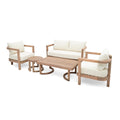 5 Pieces Acacia Wood Patio Furniture Set, Outdoor Furniture With Coffee Table, Patio Conversation Set Deep Seating With Soft Cushion, Porch Chairs For Garden, Backyard Porch Balcony, Brown Wash, Beige Yes Brown Beige Seats 4 Garden & Outdoor Sectional