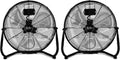 12 Inch 3 Speed High Velocity Heavy Duty Metal Industrial Floor Fans, Black, 2 Pack Black Metal