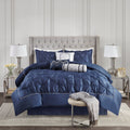7 Piece Tufted Comforter Set Navy King King Navy Polyester