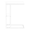 Accent Table, C Shaped, End, Side, Snack, Living Room, Bedroom, White Laminate, White Metal, Contemporary, Modern White Particle Board