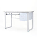 Glass Computer Desk White Black Mdf