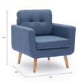 Accent Chair, Reading Chair For Living Room & Bedroom, Mid Century Modern Arm Chair, Button Tufted Upholstered Accent Chairs Sofa With Solid Wood Frame Blue Blue Solid Wood