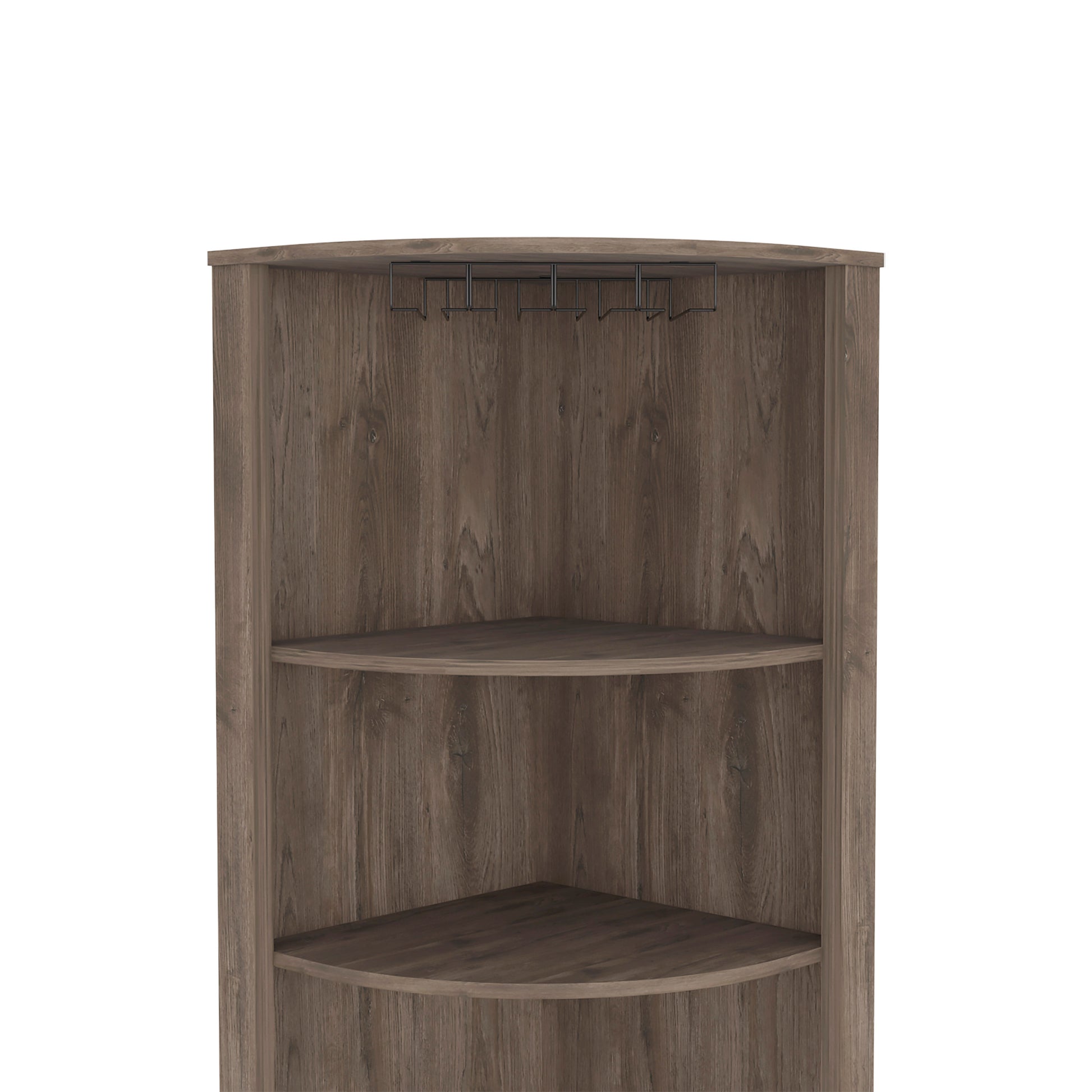 Essential Corner Bar Cabinetthree Shelves, Eight Built In Wine Rack, Two Side Shelves Dark Brown Dark Brown Dining Room Modern Shelves Included Particle Board