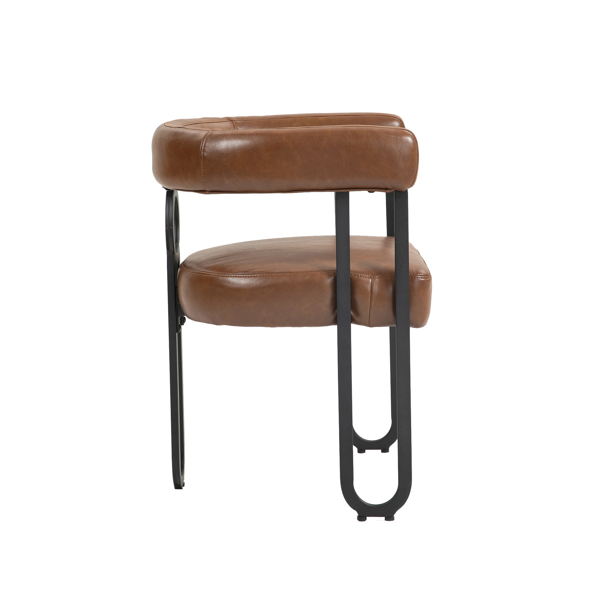 Coolmore Contemporary Designed Pu Fabric Upholstered Accent Dining Chair Barrel Side Chairs Kitchen Armchair For Living Room Set Of 2 Light Brown Pu Light Brown Dining Room Foam Pu Leather