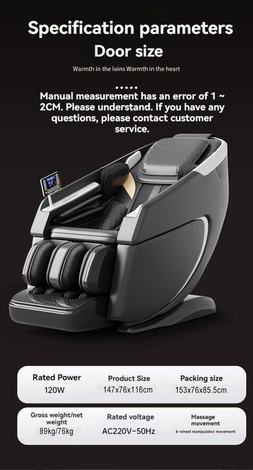 4D Massage Chair, Full Body Recliner Zero Gravity With Sl Track,Wireless Charging,Automatic Body Scan,Human Touch,Heating,Bluetooth,Foot Rollers,Airbags & Extendable Footrest Black Pu Leather