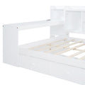 Full Size Wooden Daybed With 3 Drawers, Usb Ports And Desk ,White Full White Wood