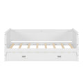 Twin Size Solid Wood Daybed With Trundle For Kids Teens Dorm Bedroom Multipurpose Guest Room Or Home, White Box Spring Not Required Twin White Wood Bedroom Pine Wood