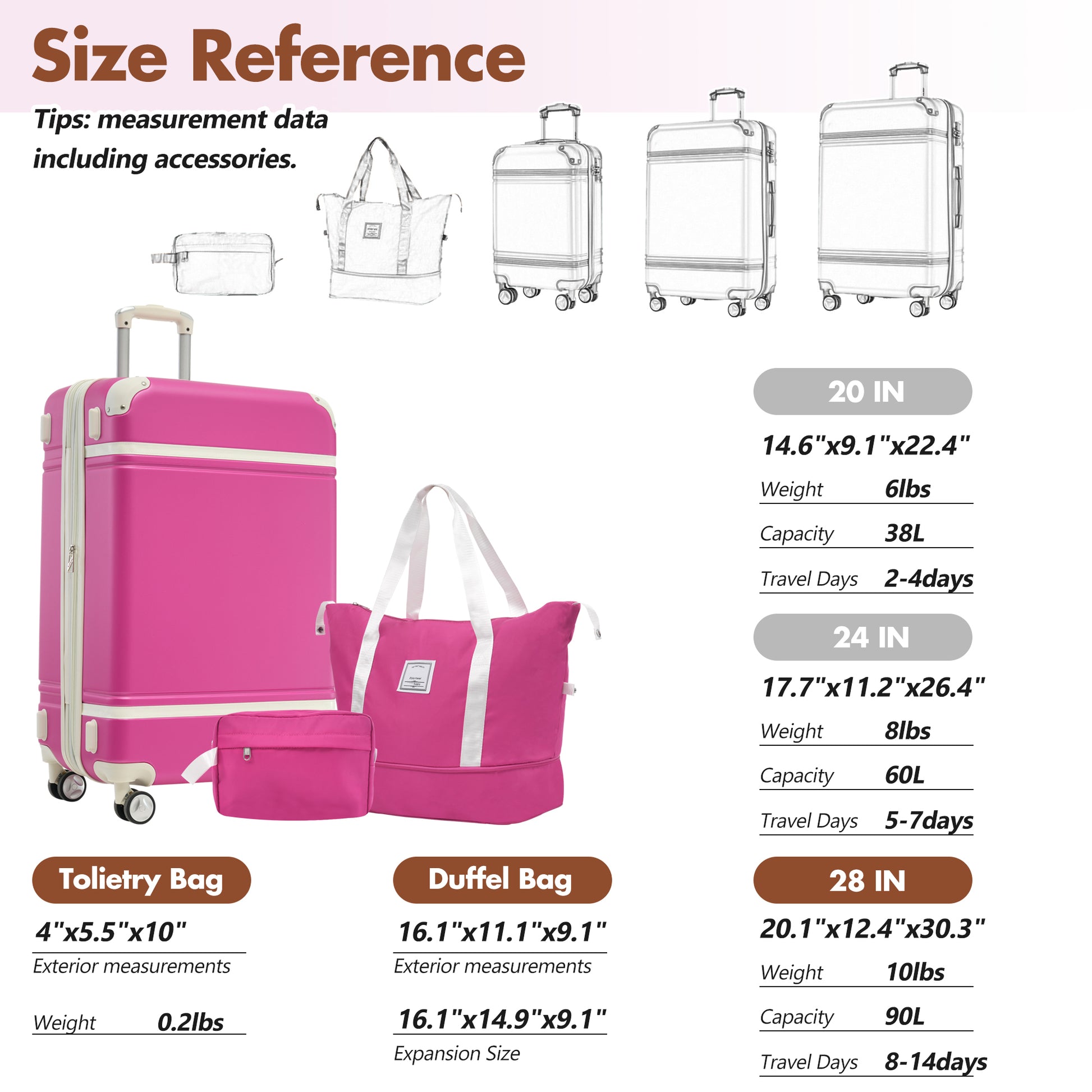 Hardshell Luggage Sets With Bags Lightweight Suitcase Double Spinner Wheels With Tsa Lock ,Single Vintage Luggage 28 In,Pink Pink Abs