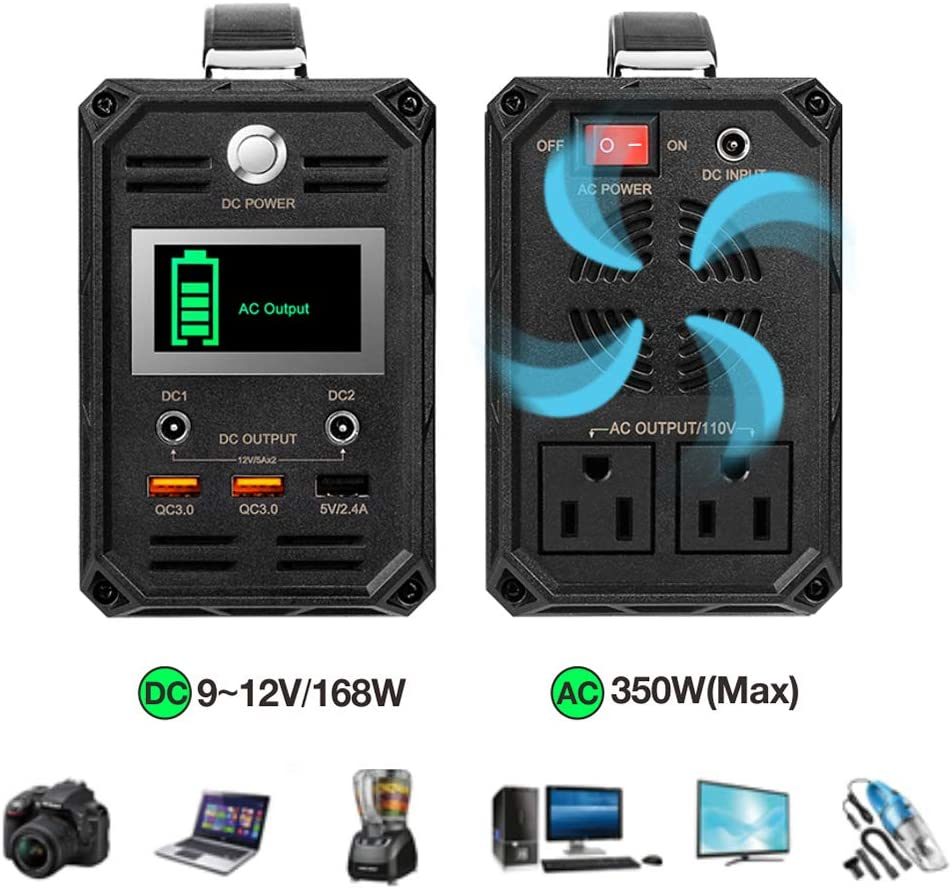 300W Portable Power Station Black Metal
