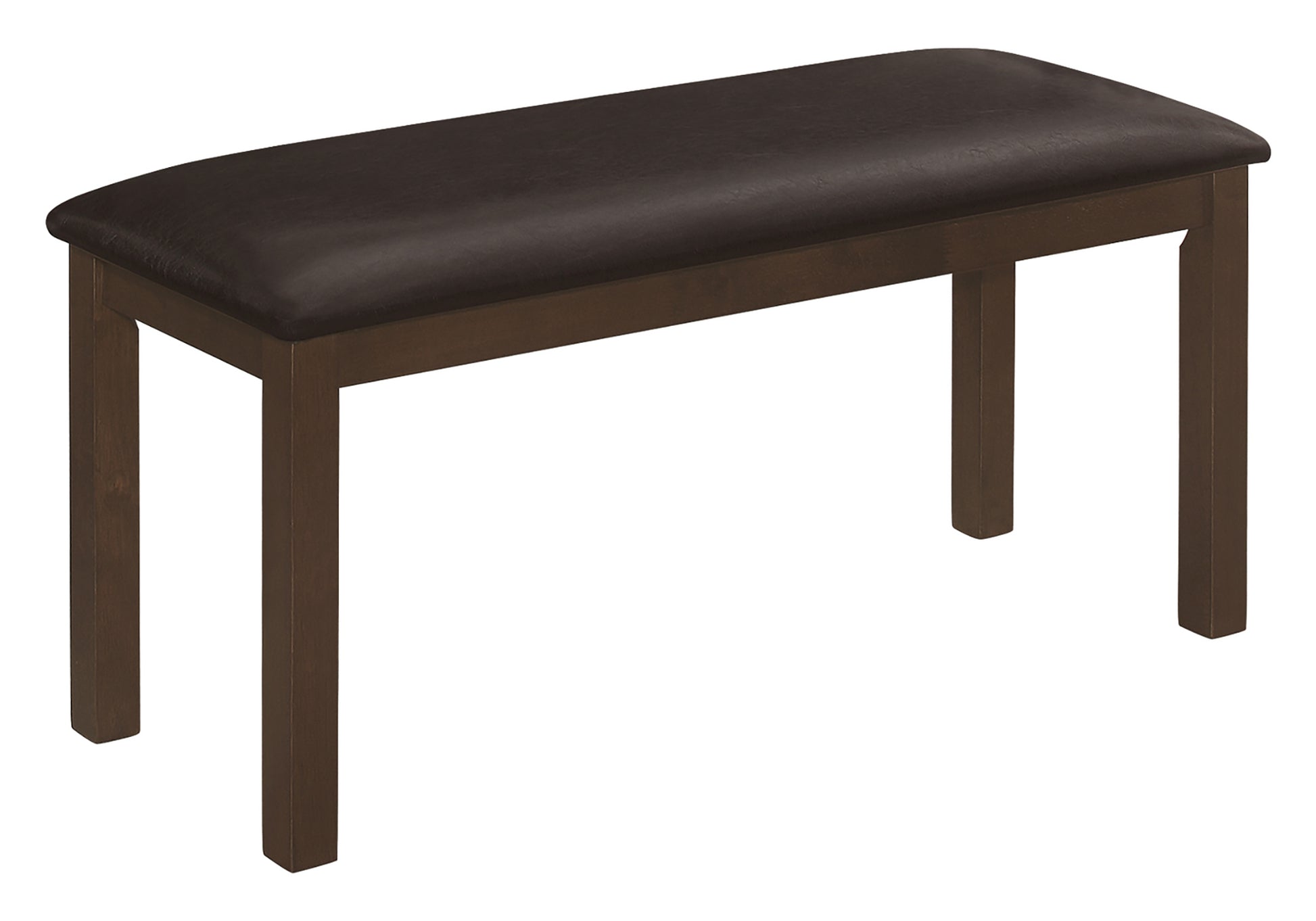 Bench, 42" Rectangular, Wood, Upholstered, Dining Room, Kitchen, Entryway, Brown, Transitional Brown Foam Faux Leather