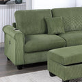 Gorgeous Sage Color 3Pc Sectional Set Corduroy Upholstered Laf Sofa Raf Chaise Ottoman L Sectional Living Room Furniture Sage Primary Living Space Cushion Back Contemporary,Modern L Shaped Rubberwood Rolled Arms Corduroy 6 Seat