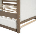 Full Size Upholstered Daybed With Trundle And Decoration, Wood Color Box Spring Not Required Full Wood Wood Daybeds Linen Upholstered