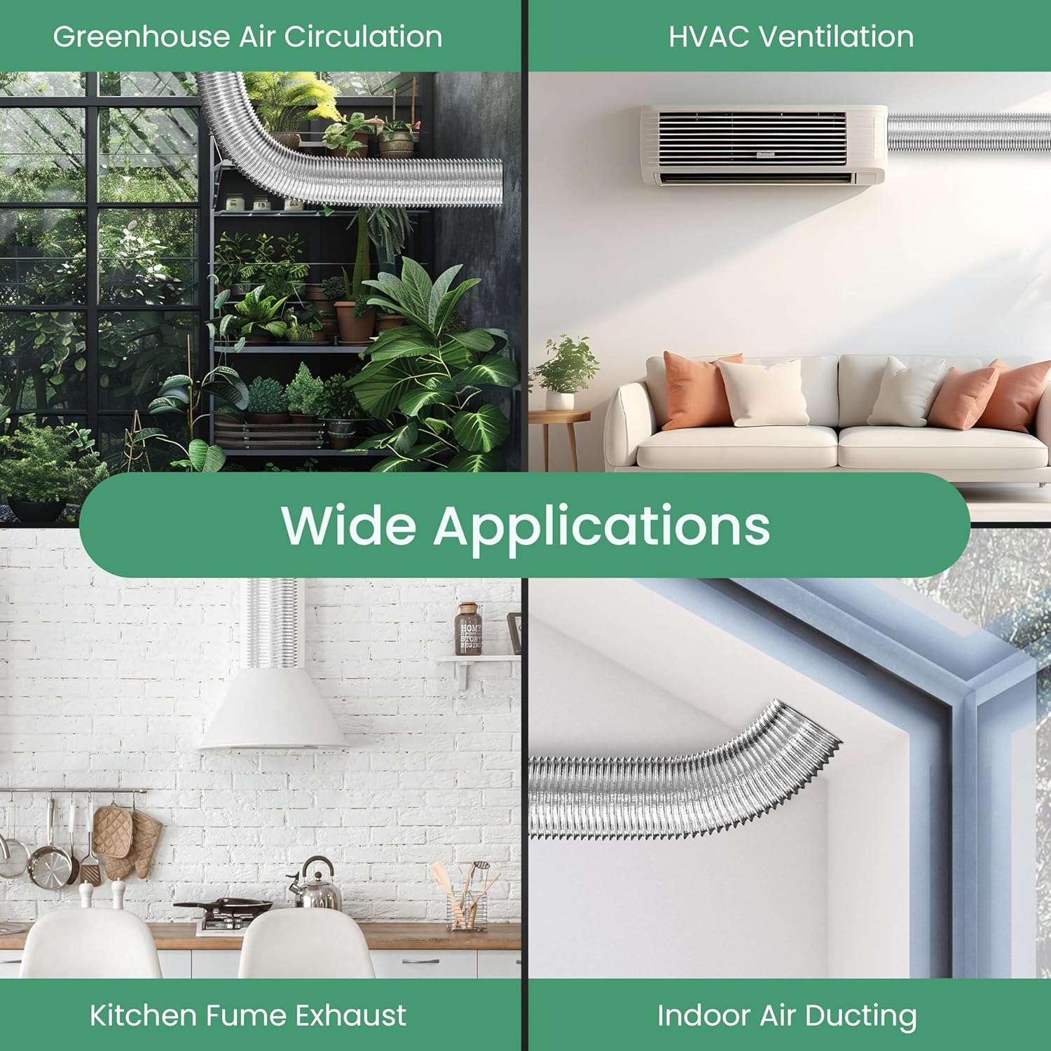 Dryer Vent Hose, Flexible 12 Inch Aluminum Ducting, Heavy Duty Three Layer Protection, 25 Feet Long For Heating Cooling Ventilation And Exhaust, 12" X 25', Silver Silver Pvc