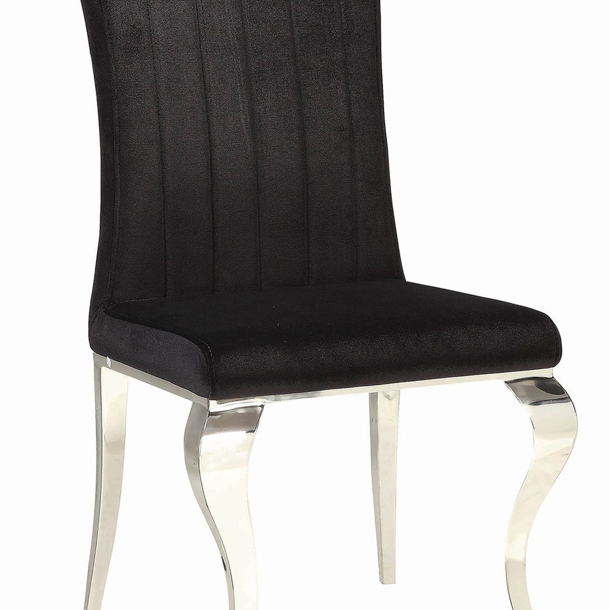 Metal Dining Chair With Cabriole Front Legs, Set Of 4, Black And Chrome Black Metal