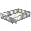 Full Size Bed Floor Bed With Safety Guardrails And Door For Kids, Gray Old Sku: W158090691 Full Gray Pine