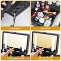 Portable Makeup Case With Led Mirror Travel Makeup Bag Cosmetic Organizer Box With Locks, Brush Holder, Dividers, Rechargeable, Black Black Aluminium Alloy