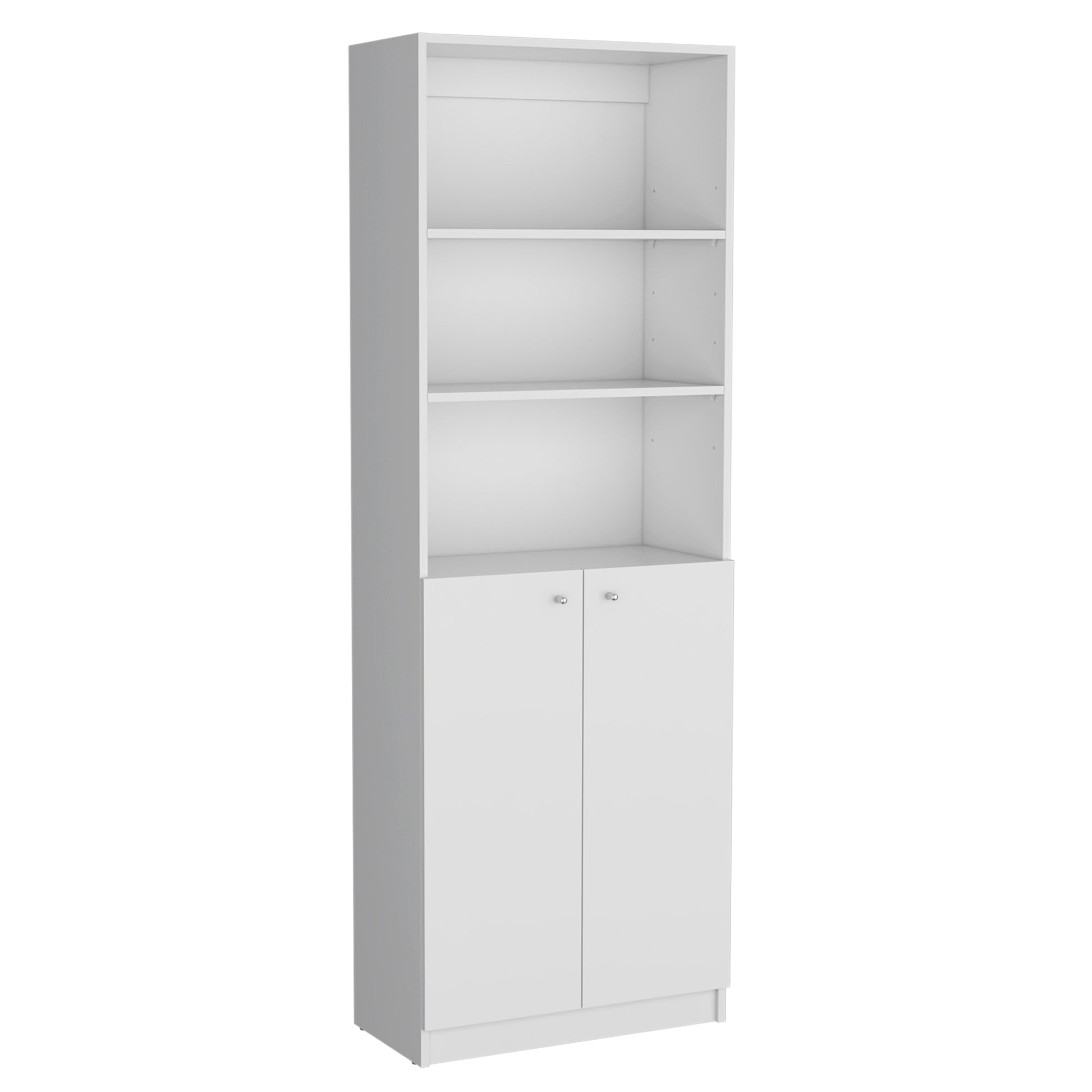 Hialeah 3 Piece Home Bookcase Set, 74" Wide With 10 Shelves And Two Double Door Cabinetliving Room Set White Freestanding White Office Open Storage Space Modern Particle Board