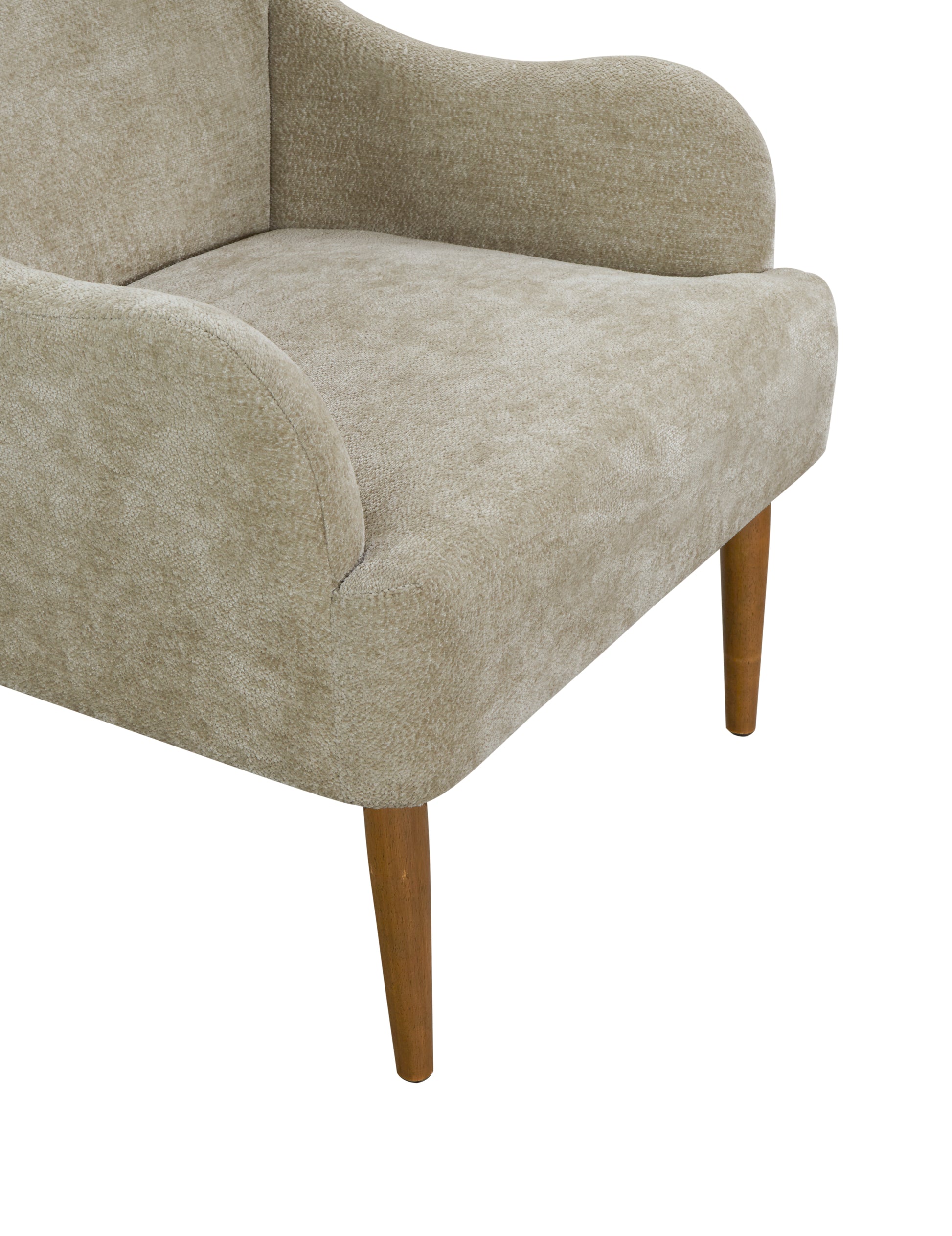 Chenille Armchair, Modern Style Accent Chair With Wood Legs, Comfy Design For Living Room, Bedroom, Office, Light Grey Gray Foam Wood Fabric