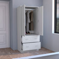 Taly 2 Doors 2 Drawers Armoire White White Bedroom Modern Particle Board