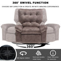 Overstuffed Rocker Recliner Chair With Massage And Heat, 360 Swivel Fabric Wide Seat Single Sofa Lounge Chairs With Side Pocket, Manual Home Theater Recliners For Living Room Brown Metal Soft Heavy Duty Textile