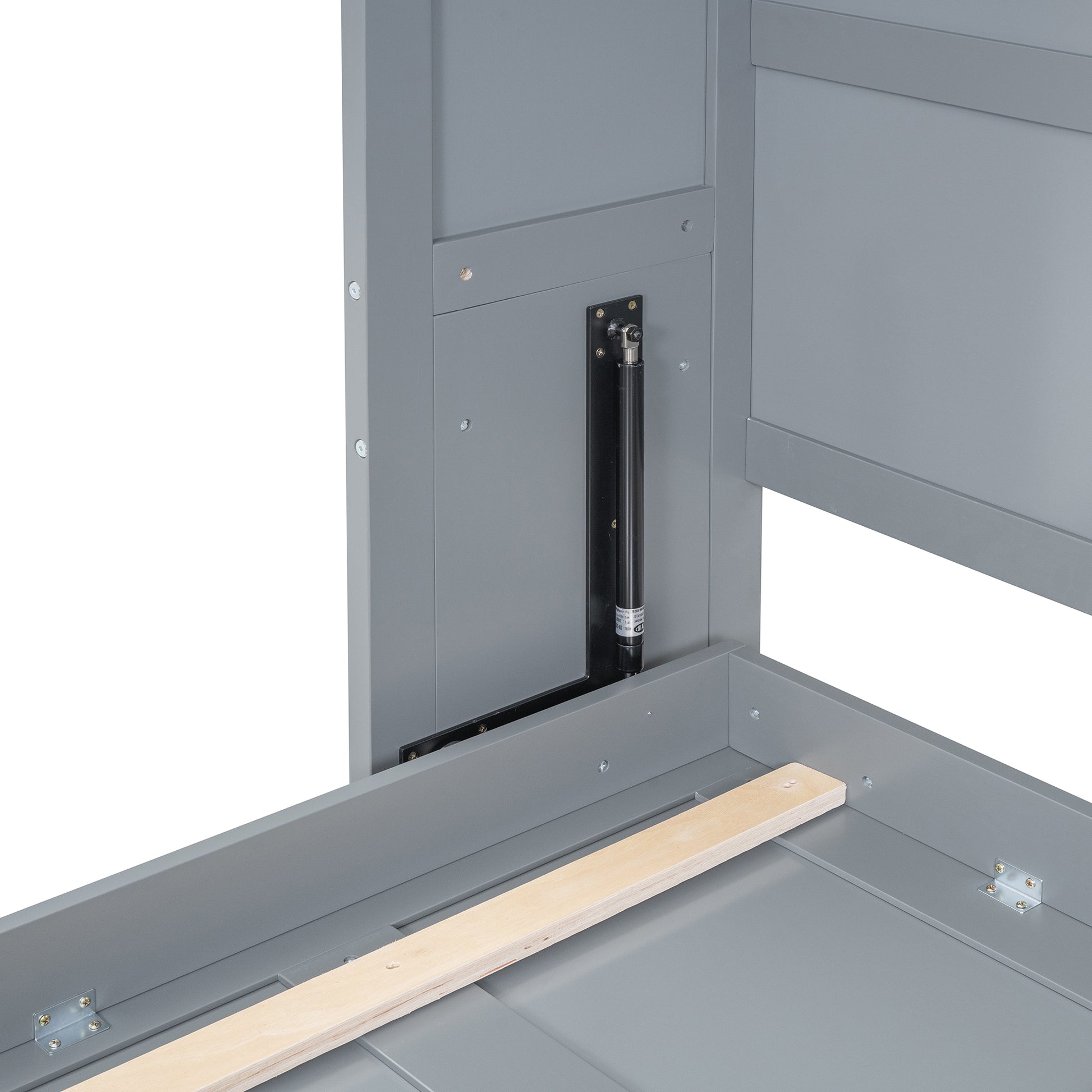 Full Size Murphy Bed Wall Bed With Top Cabinets,Gray Full Gray Plywood