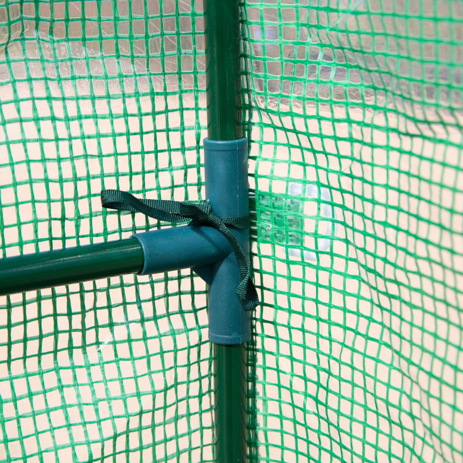 Outsunny 7' X 5' X 6.5' Walk In Greenhouse, Pe Cover, 3 Tier Shelves, Steel Frame Hot House, Roll Up Zipper Door For Flowers, Vegetables, Saplings, Tropical Plants, Green Green Steel