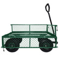 3 Cu. Ft. 300 Lbs. Capacity Removable Sides Metal Steel Mesh Heavy Duty Utility Wagon Outdoor Garden Cart In Green Green Steel