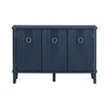 Simple And Atmospheric Solid Wood Veneer Fraxinus Mandschuric Cabinet With Three Acacia Solid Doors,Adjustable, Suitable For Study, Corridors,And Entrances. Navy Blue Mdf