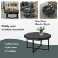 Wood Octagonal Vintage Patchwork Craft Farmhouse 30 Inch Wooden Table Top Cross Metal Legs Coffee Table For Living Room Antique Black Antique Black Primary Living Space Floor Mount Open Storage Coffee & End Tables Mdf Mdf